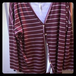 Maroon striped sweater, S